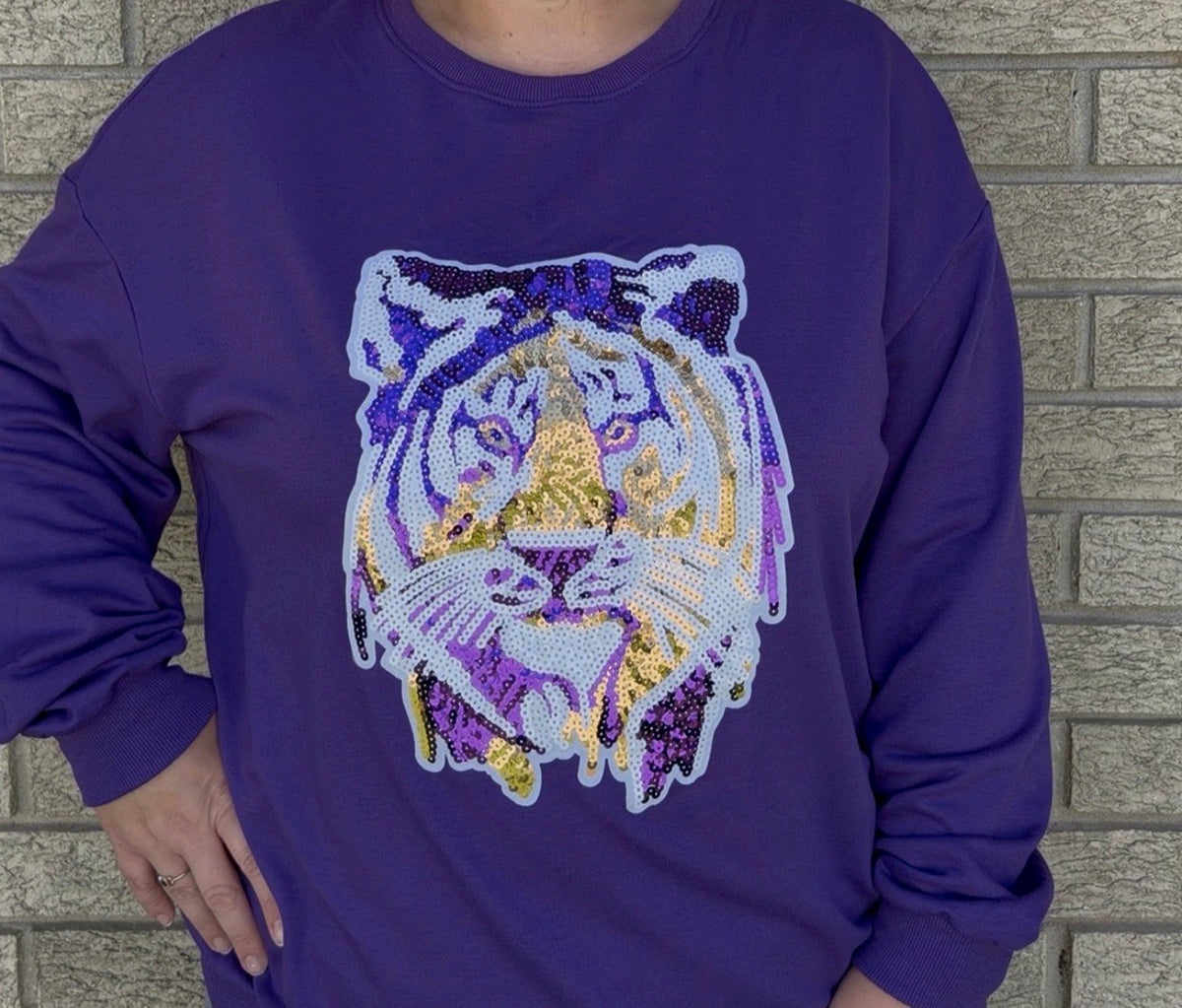 Purple Tiger Sequin Sweatshirt