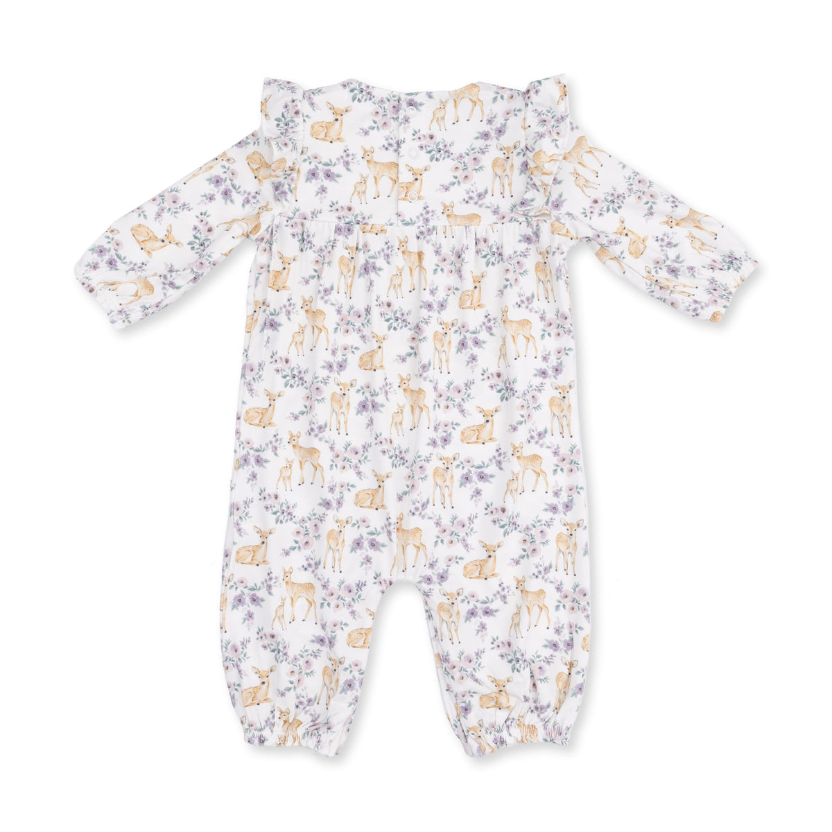 Floral Deer - Ruffle Sleeve Snap Romper