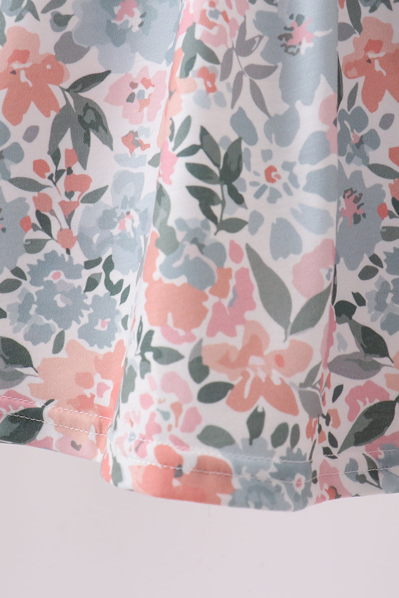 Pink Floral Smocked Set