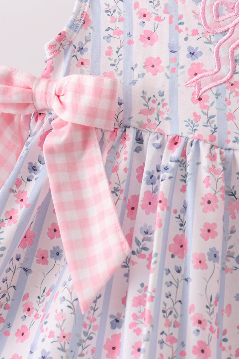 Pink Floral Applique Bow Bloomer Set