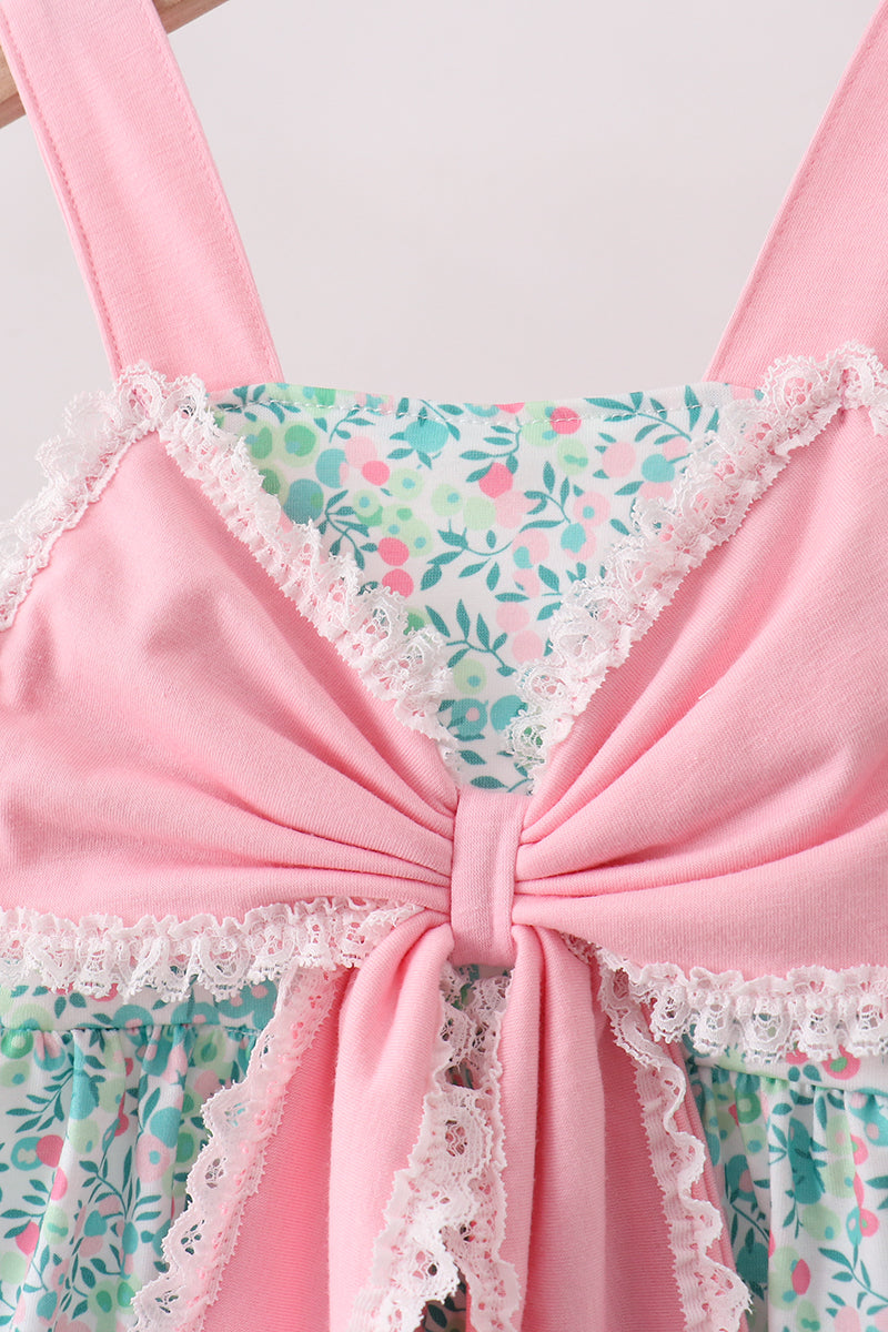 Pink Bow Floral Bloomer Set