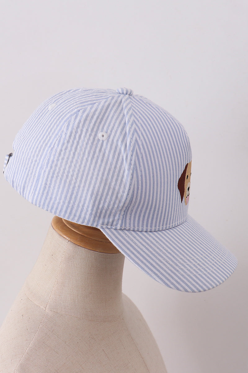 Puppy Embroidered Seersucker Cap