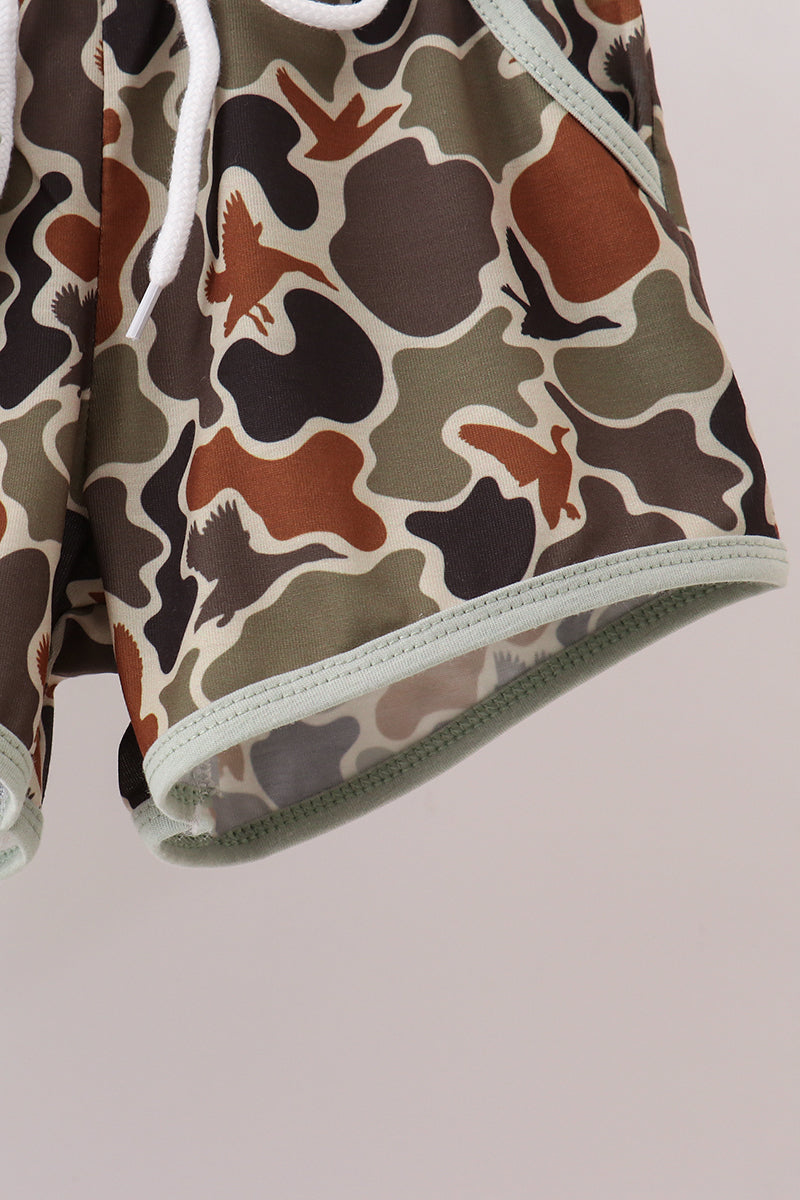Camo Hunting Embroidered Shorts Set