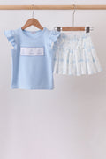 Blue Sailboat Embroidered Skorts Set