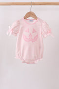 Pink Jack-O-Lantern  Applique Bow Bubble
