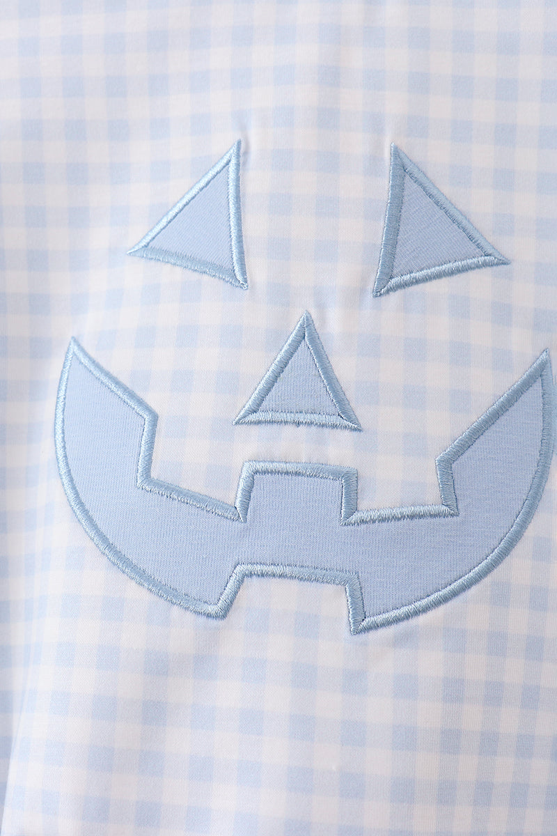 Blue Jack-O-Lantern  Applique Bubble