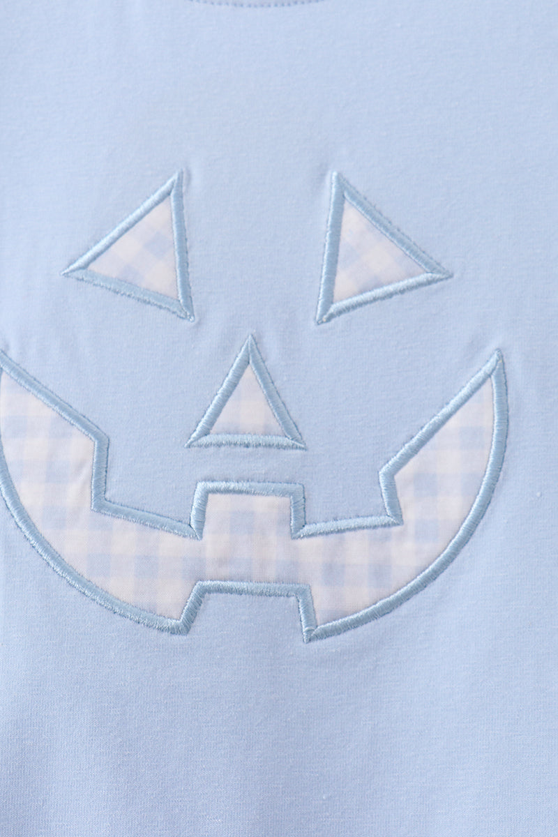 Blue Jack-O-Lantern  Applique Romper