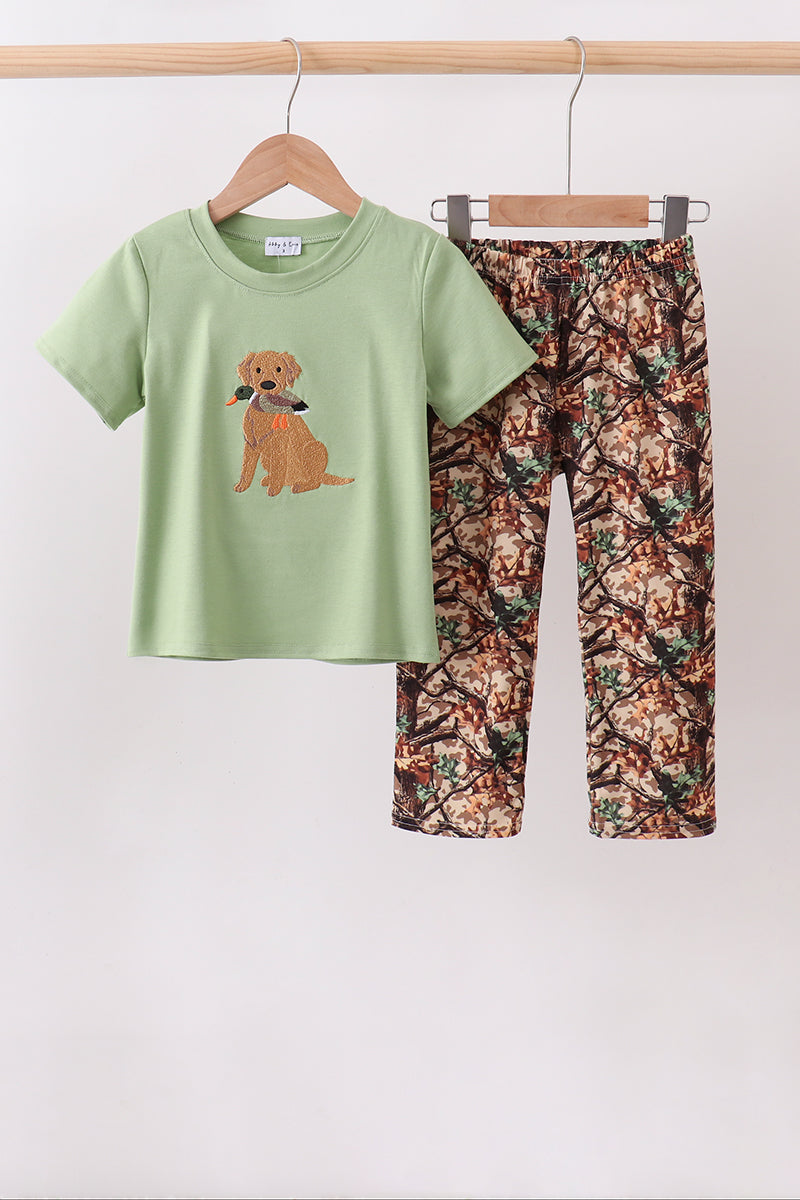 Green Hunting Print Pants Set