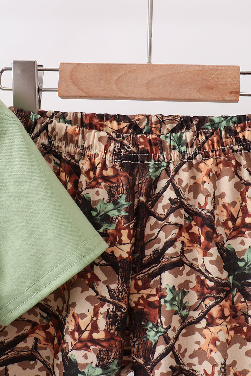 Green Hunting Print Pants Set