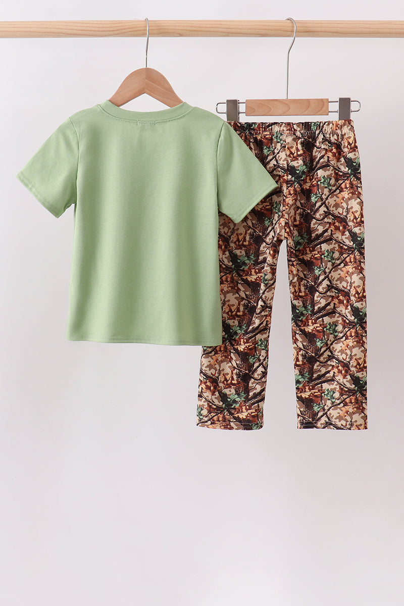 Green Hunting Print Pants Set