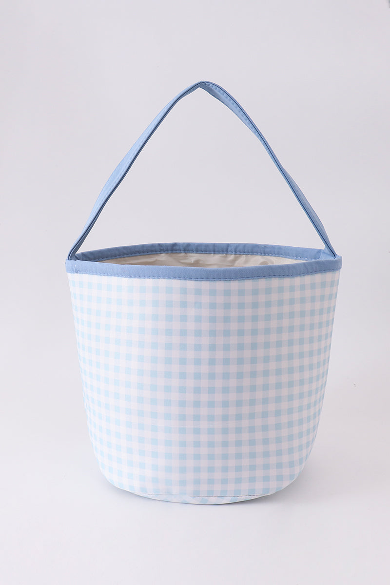 Blue Pumpkin Applique Gingham Basket