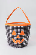 Black Pumpkin Applique Gingham Basket