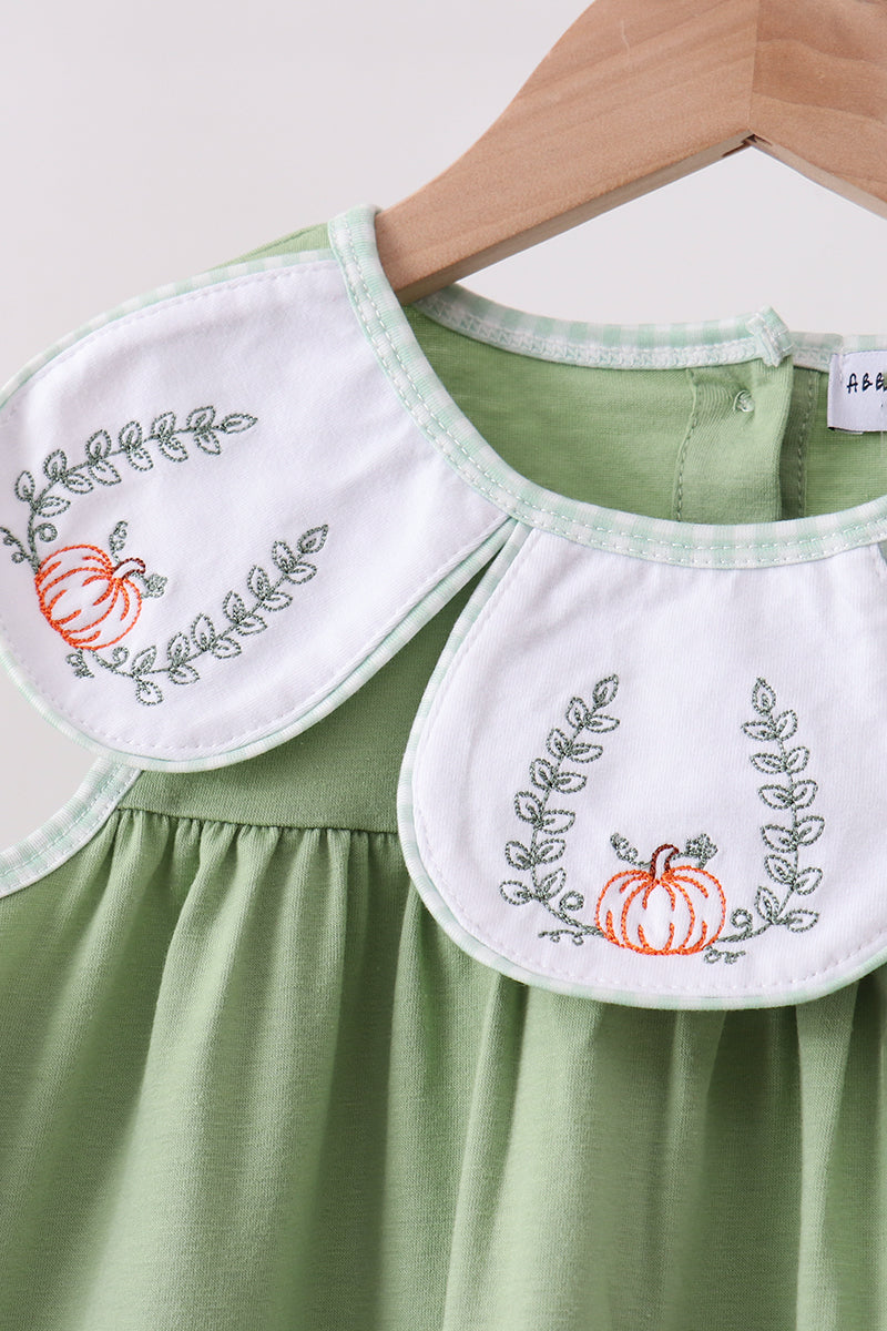 Sage Pumpkin Embroidered Dress