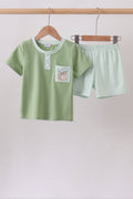Sage Pumpkin Embroidered Shorts Set