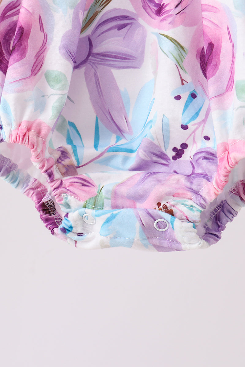 Purple Bow Embroidered Floral Bubble