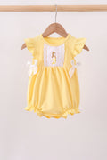 Mustard character embroidery ruffle bubble