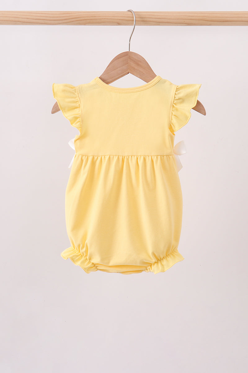Mustard character embroidery ruffle bubble
