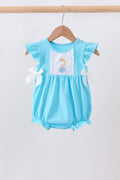 Blue character embroidery ruffle bubble