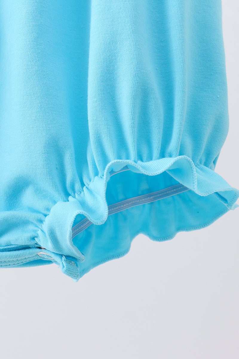 Blue character embroidery ruffle bubble