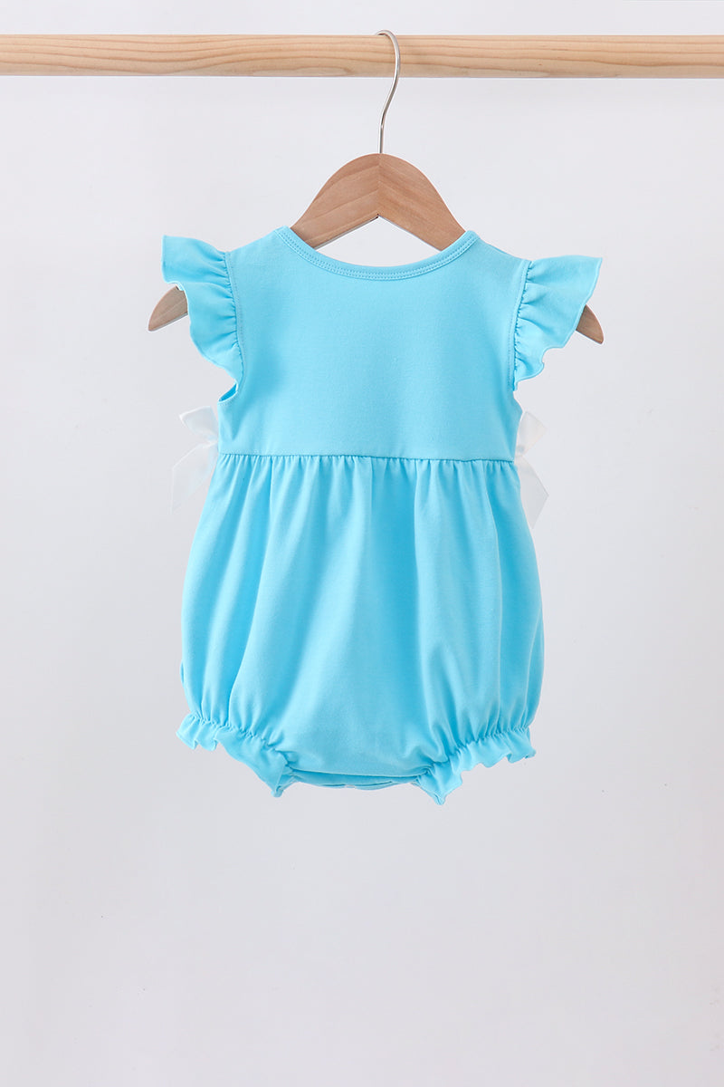 Blue character embroidery ruffle bubble