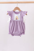 Purple character embroidery ruffle bubble