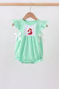 Green character embroidery ruffle bubble