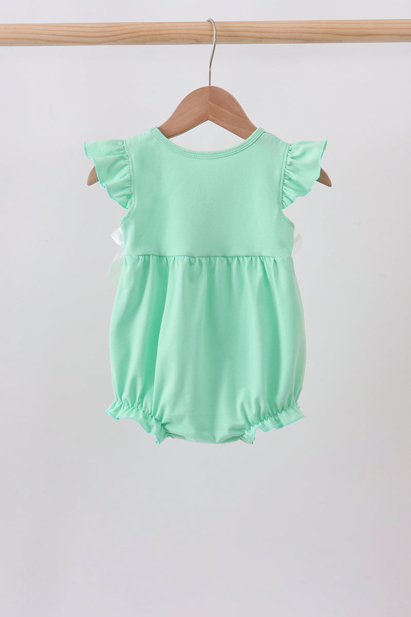 Green character embroidery ruffle bubble