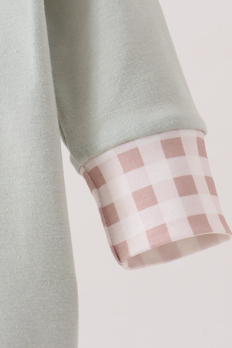 Sage hunting embroidery romper