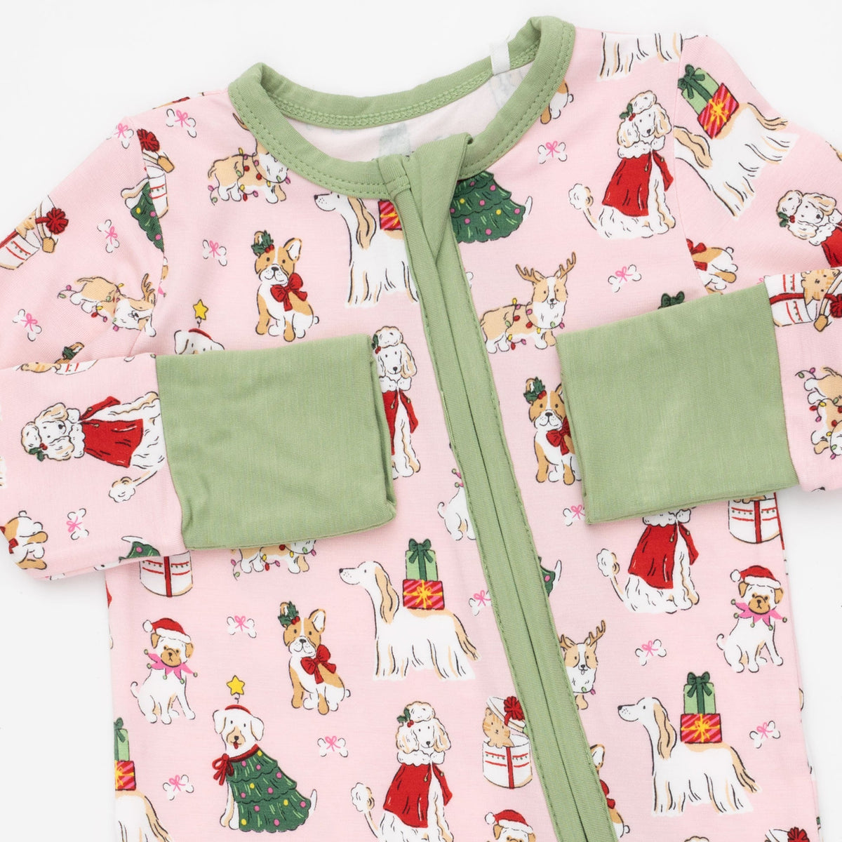 Christmas Dogs Pink - Bamboo - Convertible Romper
