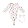 Christmas Teddy Bears Pink - Bamboo - Knotted Gown and Knotted Headband