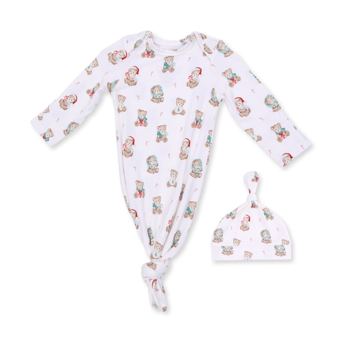 Christmas Teddy Bears Uni - Bamboo - Knotted Gown and Knotted Hat