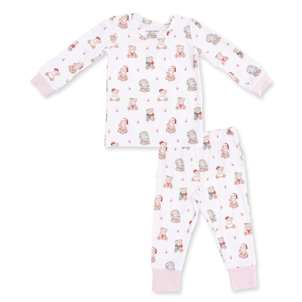 Christmas Teddy Bears Pink - Bamboo - Long Sleeve Loungewear Set