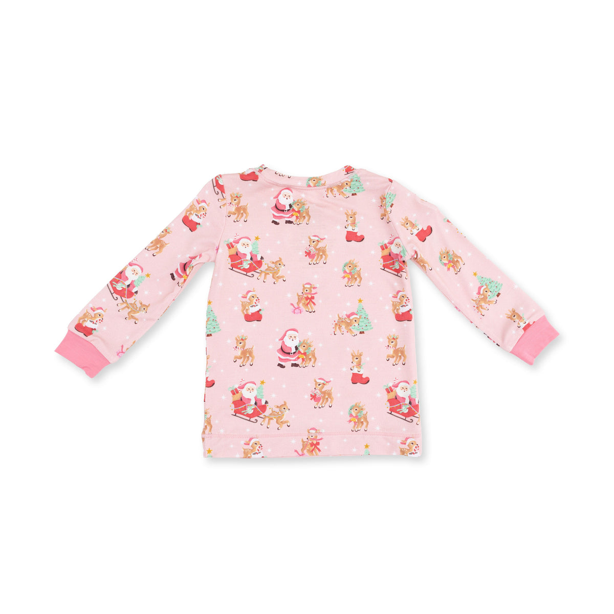 Vintage Reindeer & Santa Pink - Bamboo - Long Sleeve Loungewear Set