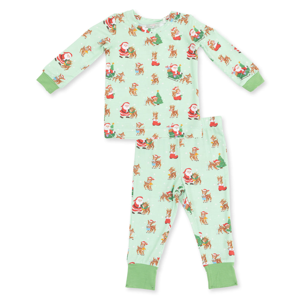 Vintage Reindeer & Santa Uni - Bamboo Long Sleeve Loungewear Set