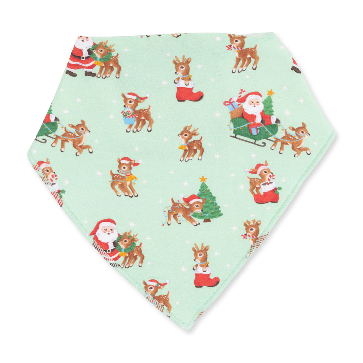 Vintage Reindeer & Santa Uni - Bamboo - Bandana Bib