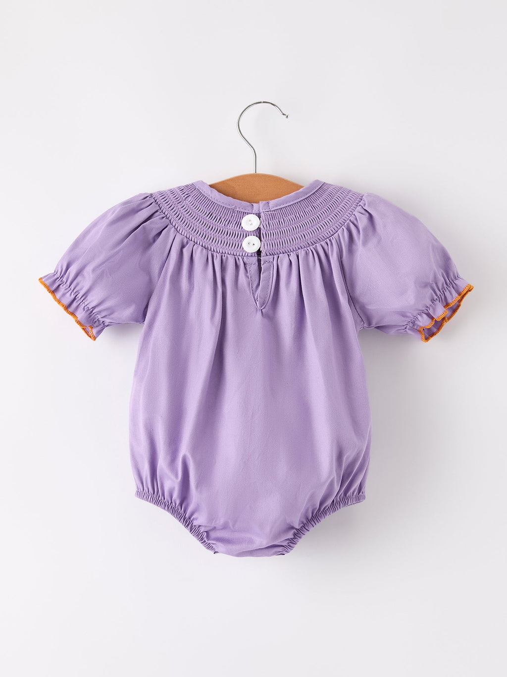 Purple Halloween Smock Embroidery Baby Girl Romper