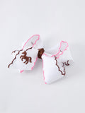 Western Horse Embroidery Ruffle Edge Girls Hairpin 4 Inch