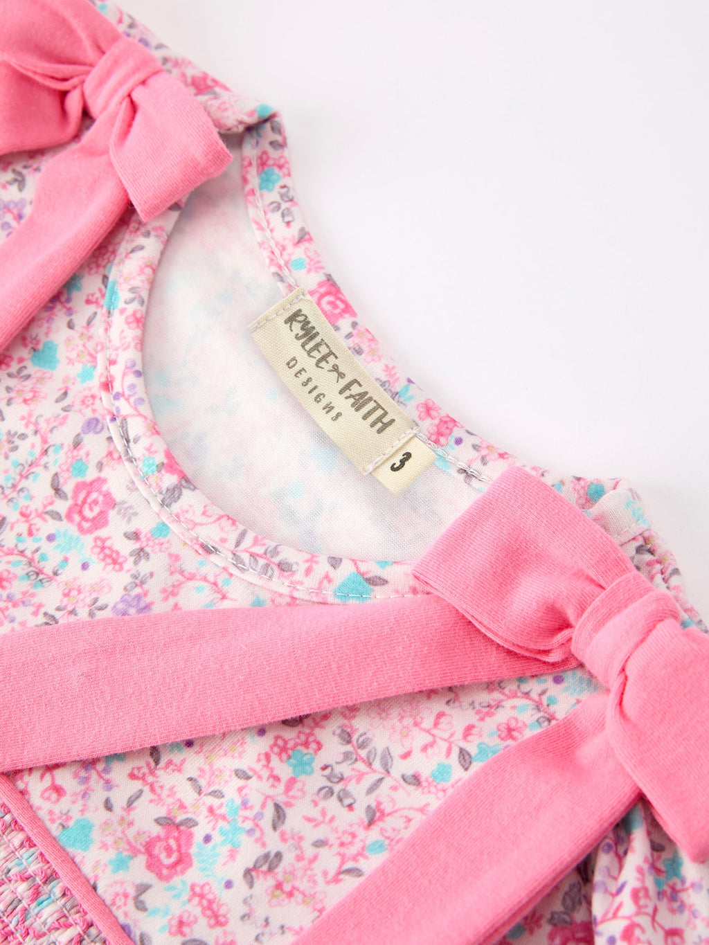 Pink Bow Smocked Floral Girl Dress