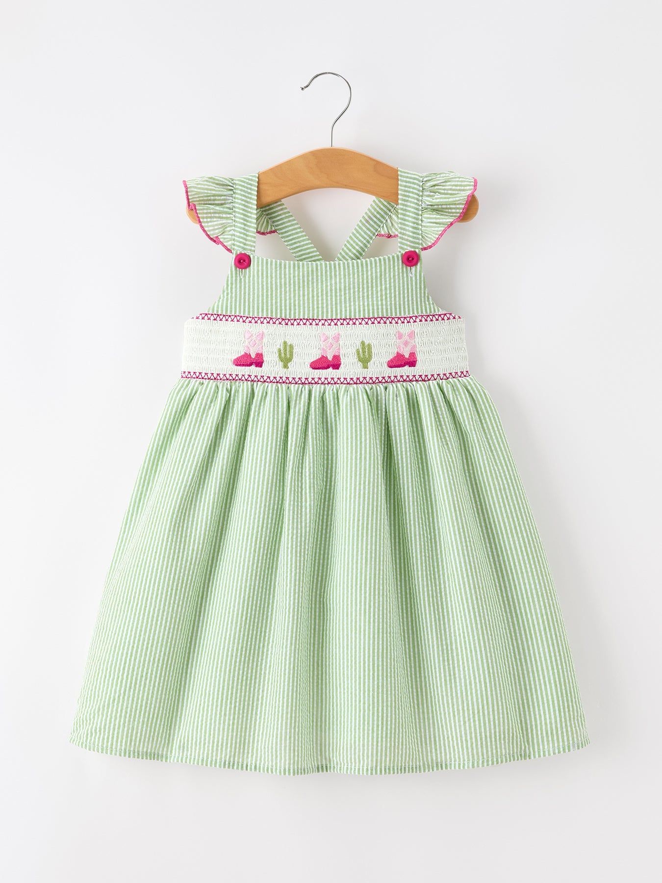 Western Boots Cactus Girls Dress Stripe