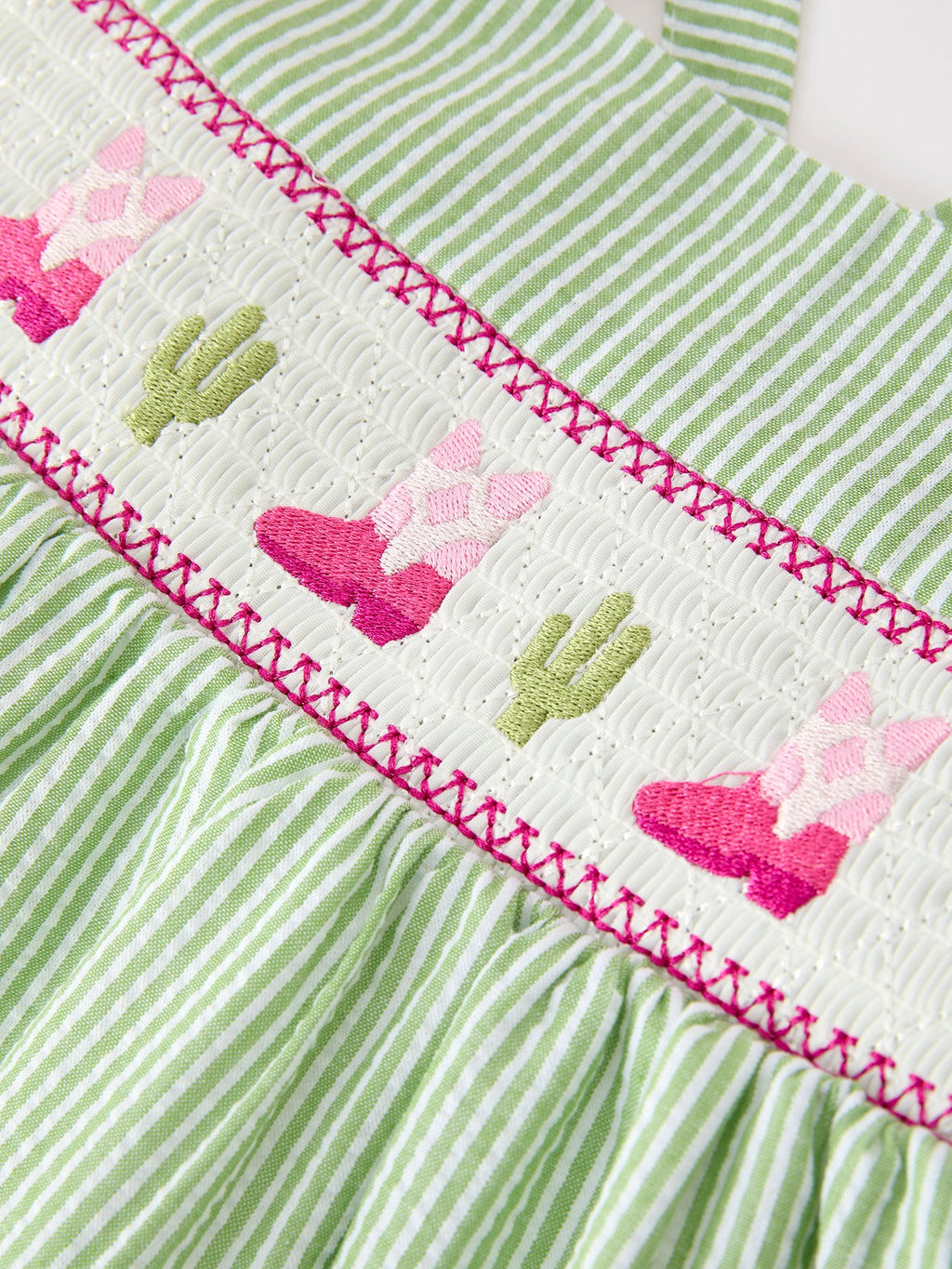 Western Boots Cactus Girls Dress Stripe