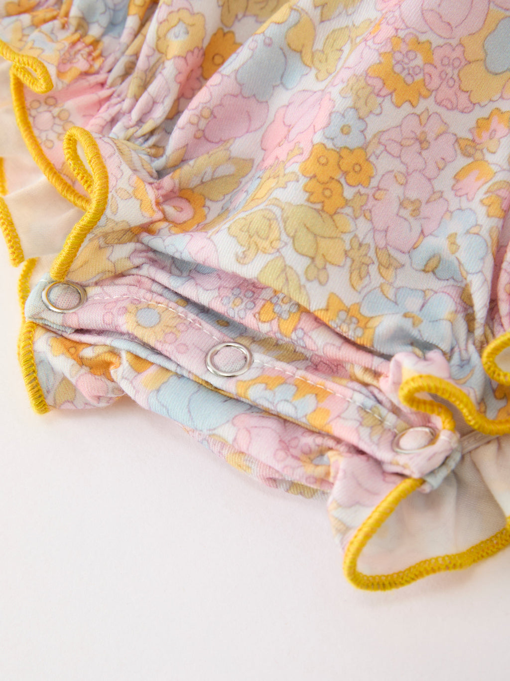 Yellow Bow Smocked Floral Baby Bubble