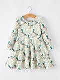 Girls Duck Print Dress Long Sleeve Twirl Dress
