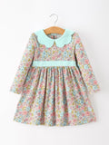 Mint Floral Girl Dress Petals Collar