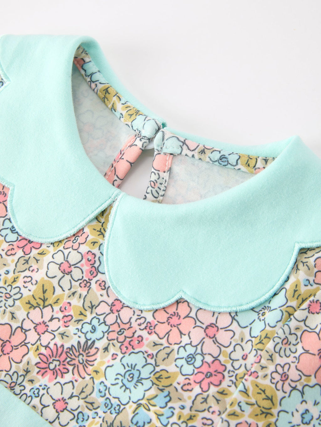 Mint Floral Girl Dress Petals Collar
