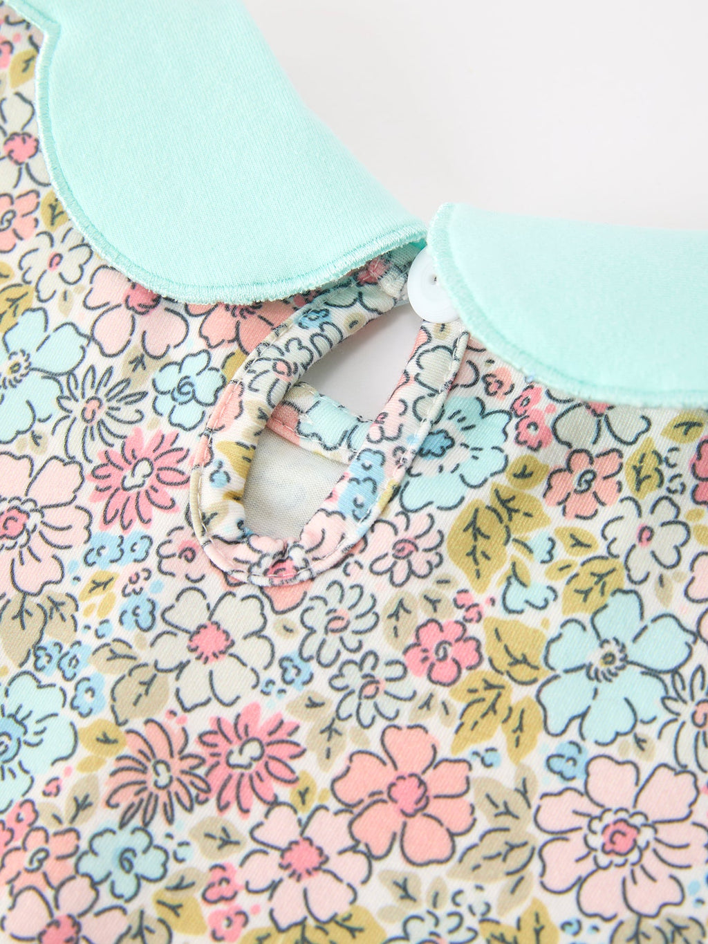 Mint Floral Girl Dress Petals Collar