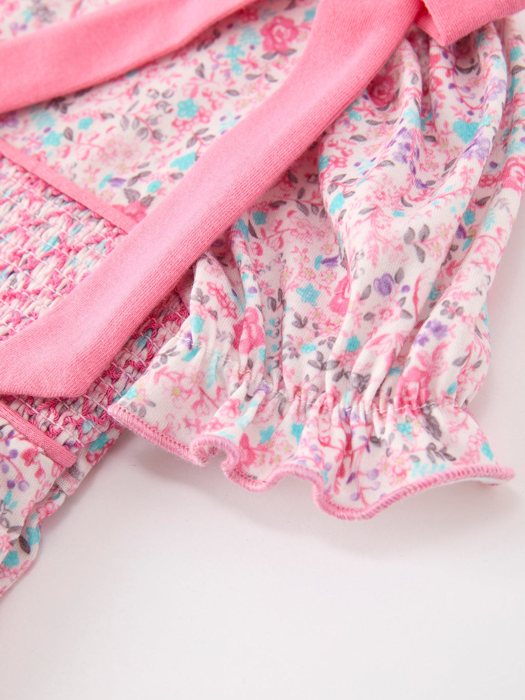 Pink Bow Smocked Floral Baby Bubble