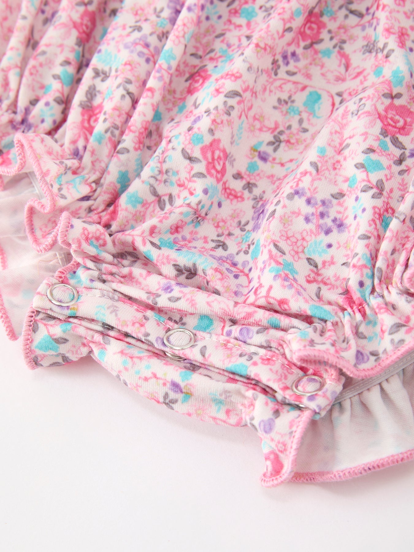 Pink Bow Smocked Floral Baby Bubble