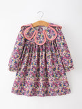 Pink Floral Petals Collar Girl Dress