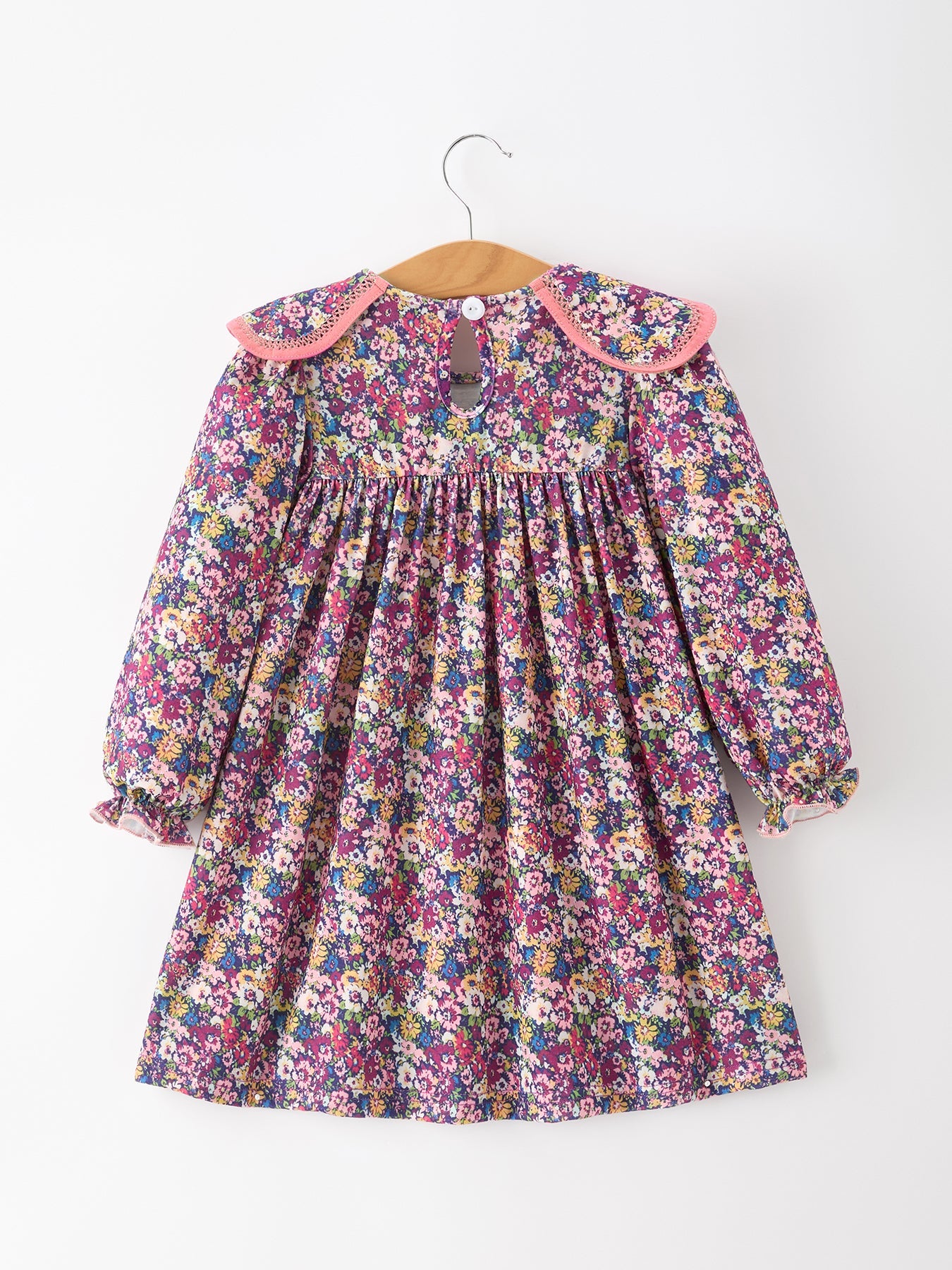 Pink Floral Petals Collar Girl Dress