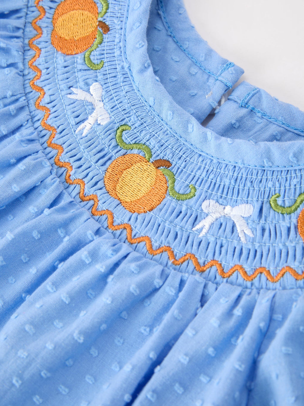 Halloween Thanksgiving Pumpkin Smocked Bubble Romper